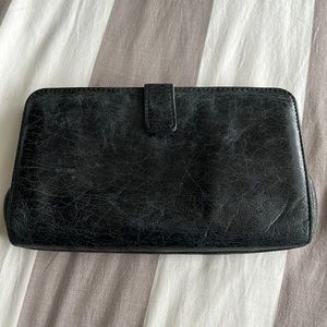 Black leather hobo wallet